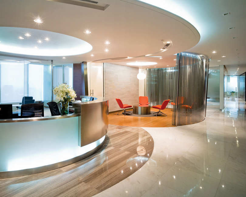 保險(xiǎn)公司辦公樓前廳前臺(tái)設(shè)計(jì)的4個(gè)基本要素