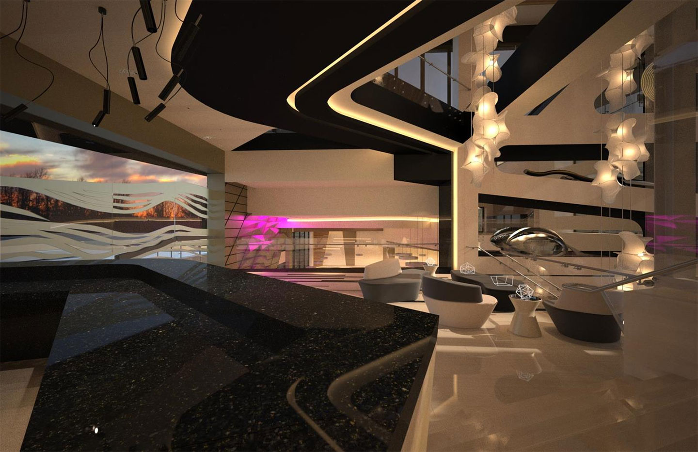 豪華現(xiàn)代會(huì)所設(shè)計(jì)3個(gè)部分